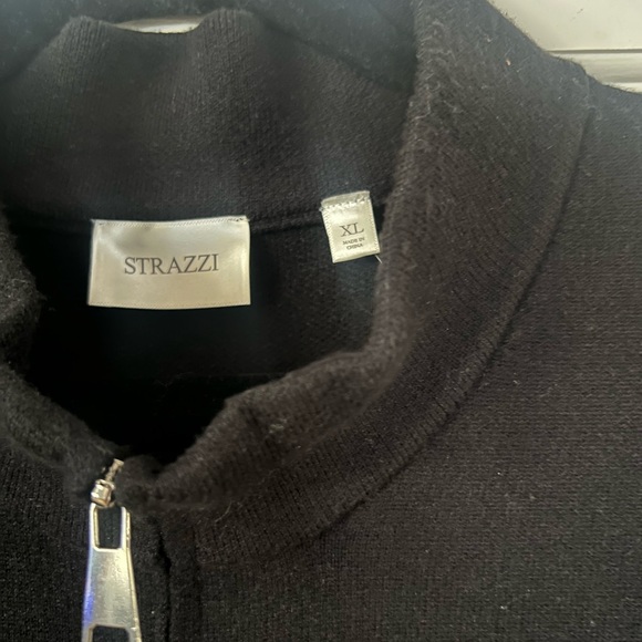 Strazzi Black Long Coat w Nylon Sleeves Zippered Collared Black XL new with tag - Picture 8 of 8